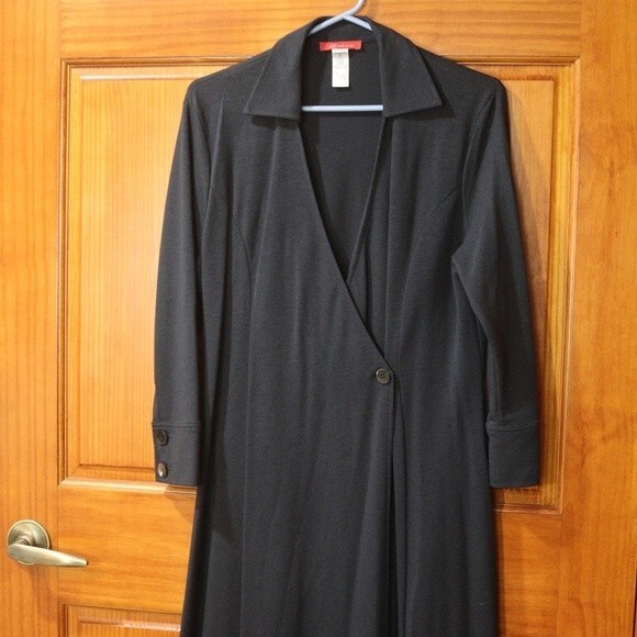 AK Anne Klein Charcoal Gray Midi Wrap Dress Medium - Picture 3 of 11